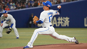 巨人との2戦目に先発し6イニングを投げた柳投手