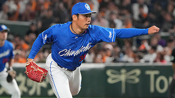 プロ初登板、1イニングを無失点に抑えた福田投手