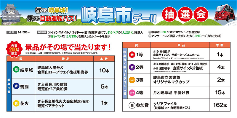 行こう岐阜城 乗ろう自動運転バス 岐阜市デー