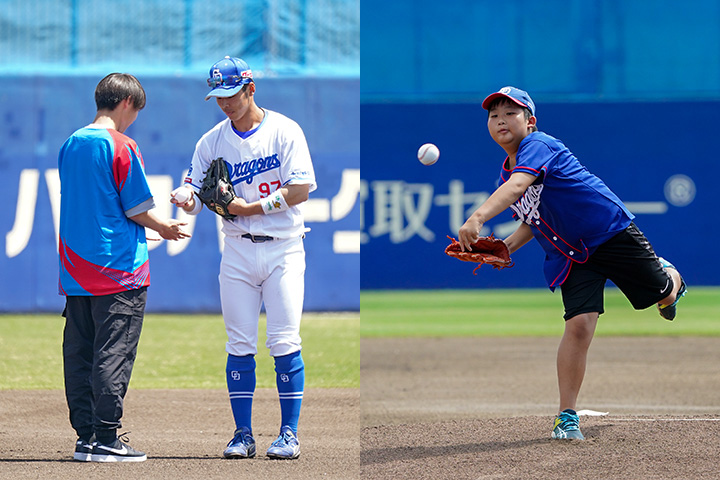 スカウト始球式&オンユアマークスの様子