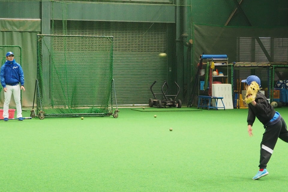 守備練習での1コマ