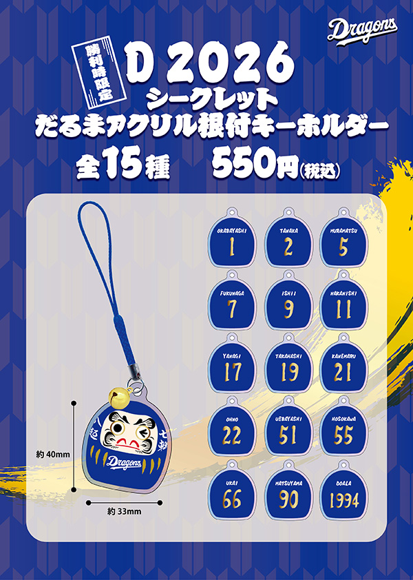 2026勝利時限定シークレットだるまアクリル根付キーホルダー（全15種）