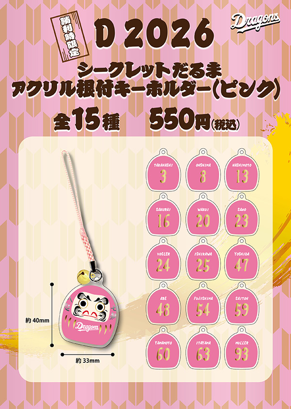 勝利時限定グッズ』シークレットだるまアクリル根付キーホルダー